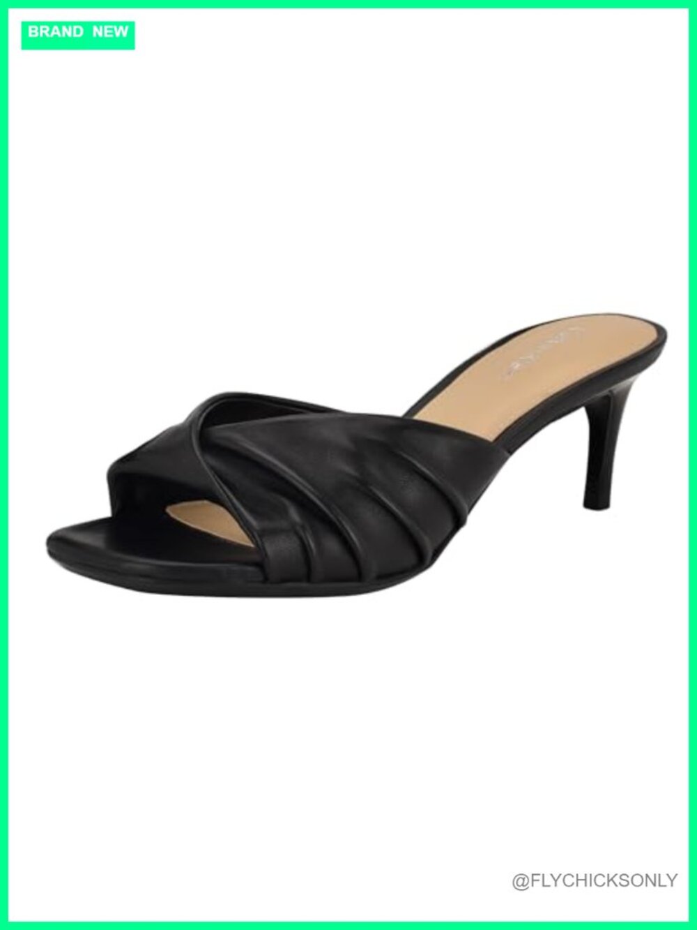 Calvin Klein Imeena Slip On Kitten Heel Sandal Leather Upper Women's Heeled